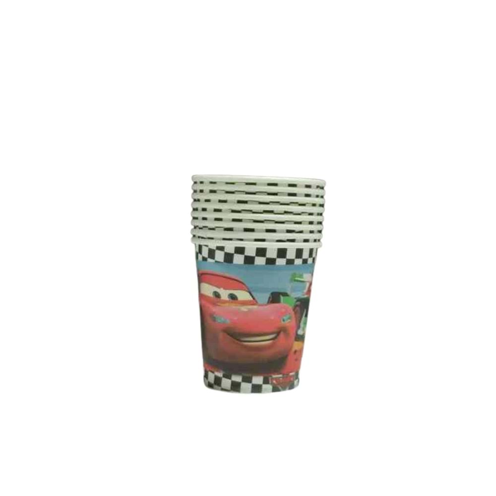 KARTON BARDAK - CARS - 8 OZ - 8 Lİ