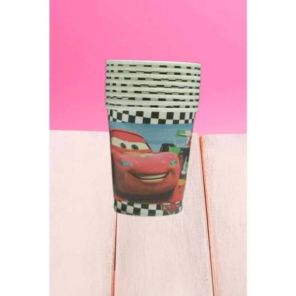 KARTON BARDAK - CARS - 8 OZ - 8 Lİ