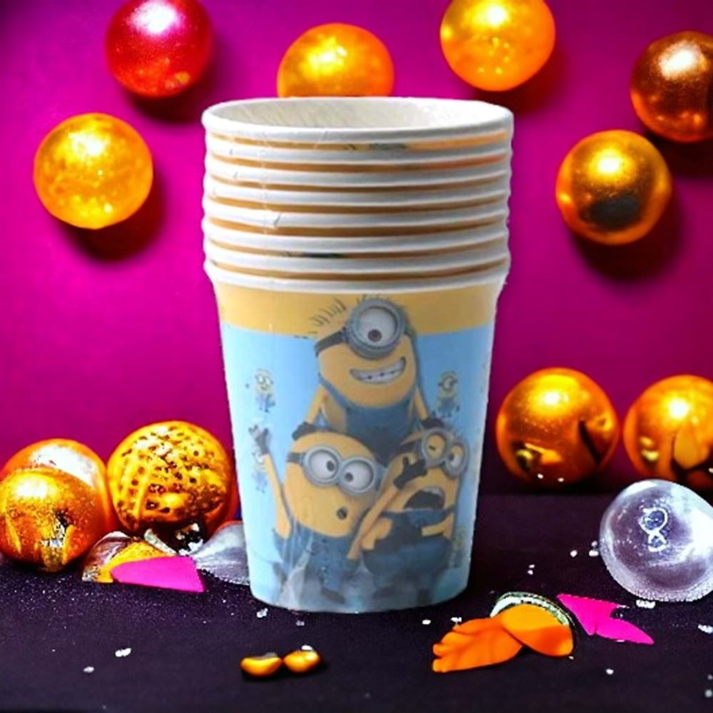 KARTON BARDAK - MİNİONS - 8 OZ - 8 Lİ