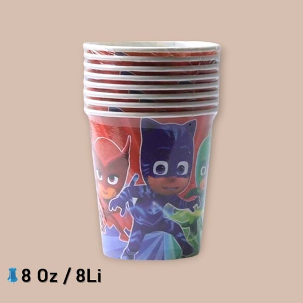 KARTON BARDAK - PJ MASKS - 8 OZ - 8 Lİ