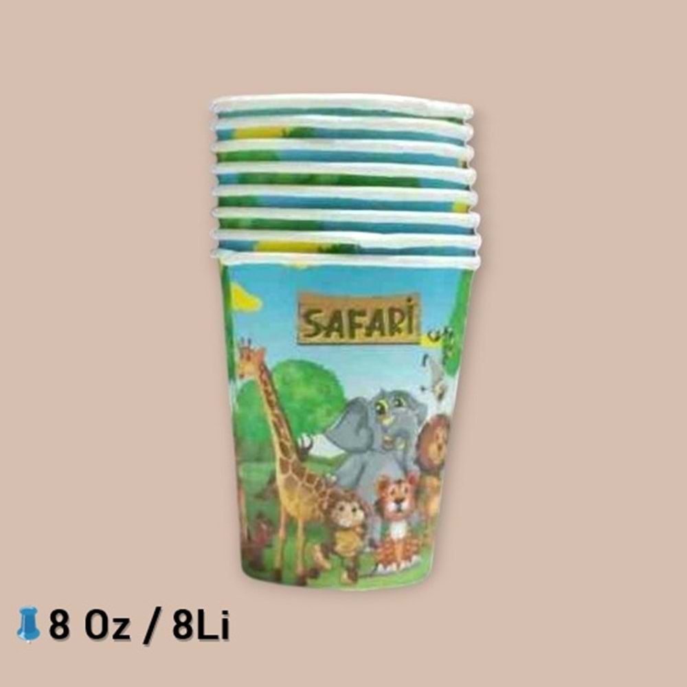 KARTON BARDAK - SAFARİ - 8 OZ - 8 Lİ