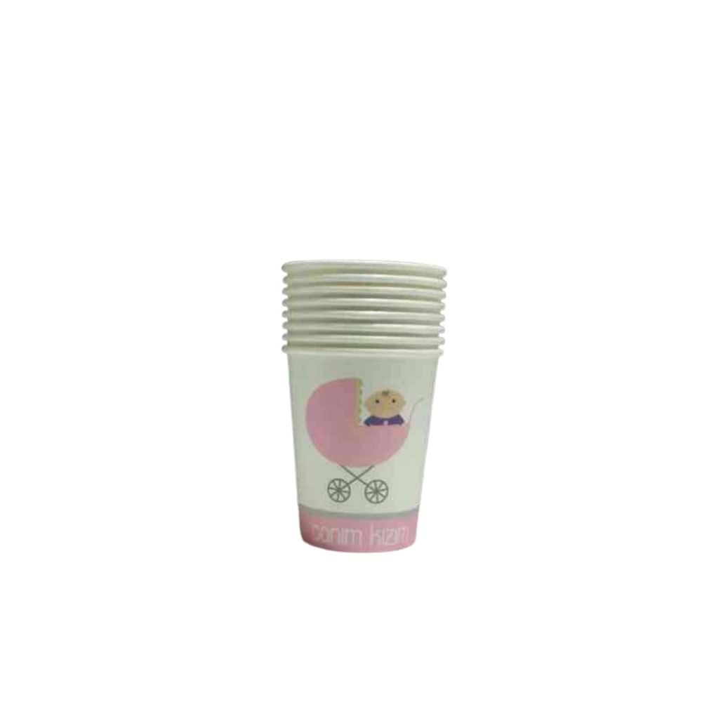 KARTON BARDAK - CANIM KIZIM PEMBE - 8 OZ - 8 Lİ