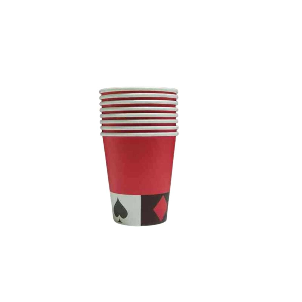 KARTON BARDAK - KIRMIZI KARO SİNEK - 8 OZ - 8 Lİ