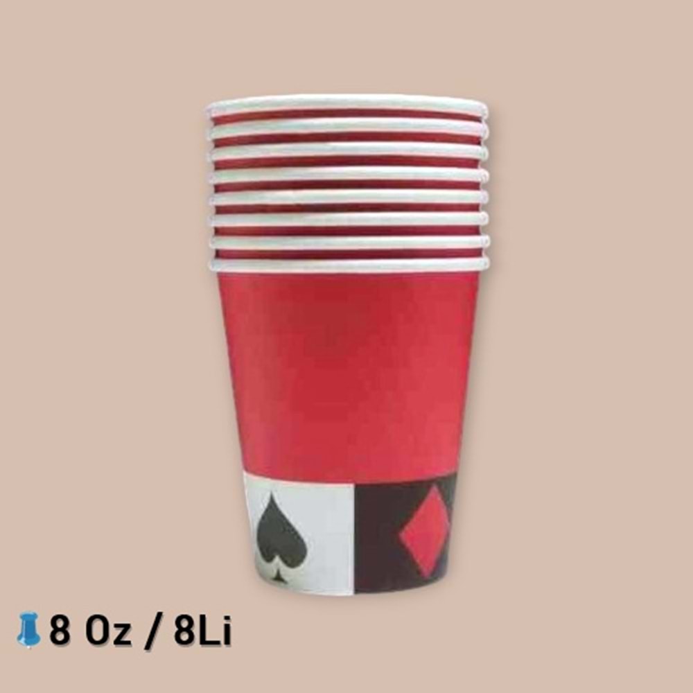 KARTON BARDAK - KIRMIZI KARO SİNEK - 8 OZ - 8 Lİ