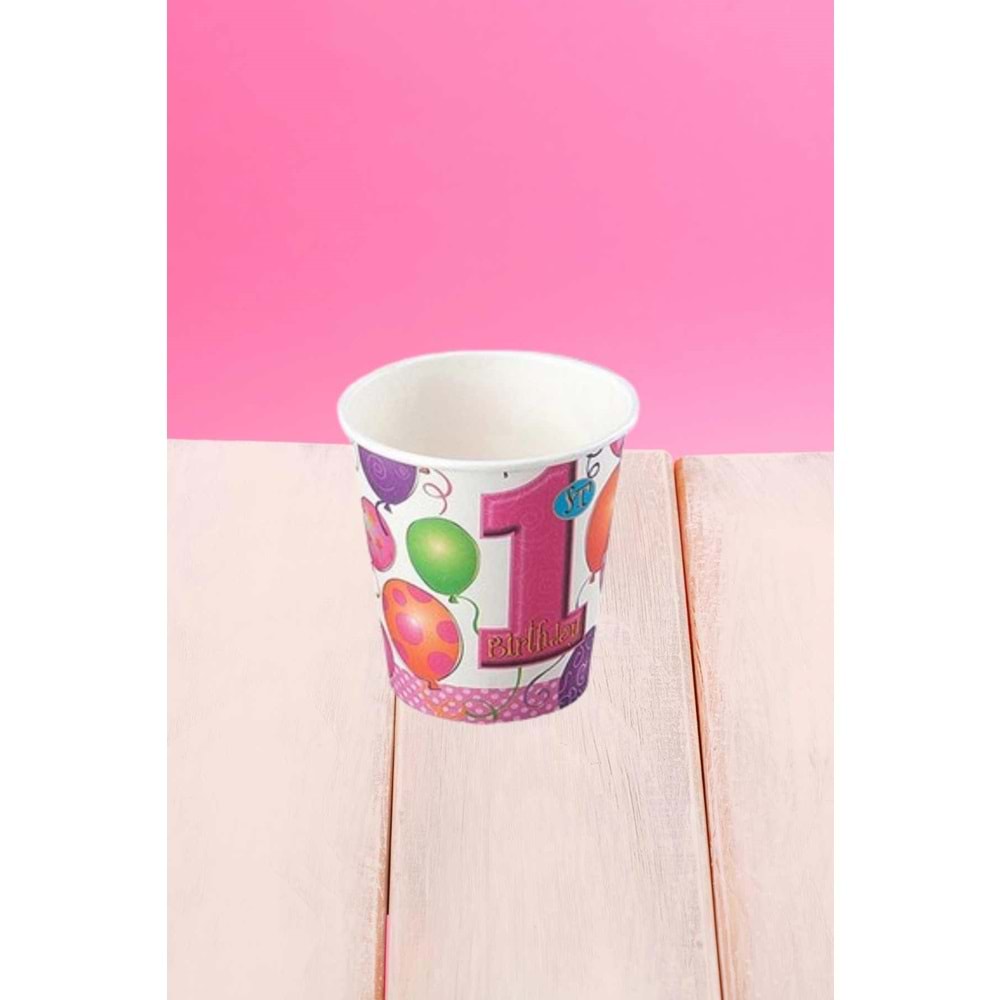 KARTON BARDAK - 1 YAŞ KIZ - 8 OZ - 8 Lİ