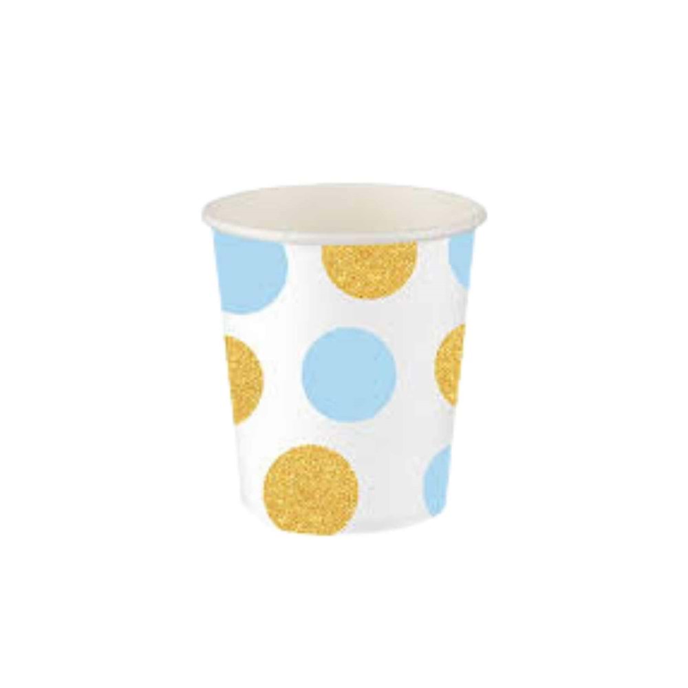 KARTON BARDAK - A. MAVİ ALTIN PUANTİYELİ - 8 OZ - 8Lİ