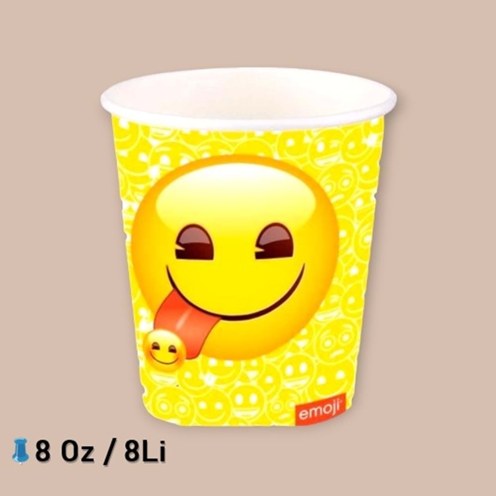 KARTON BARDAK - EMOJİ DÜNYASI - 8 OZ - 8Lİ