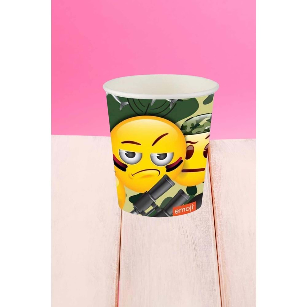 KARTON BARDAK - EMOJİ KAMUFLAJ - 8 OZ - 8Lİ