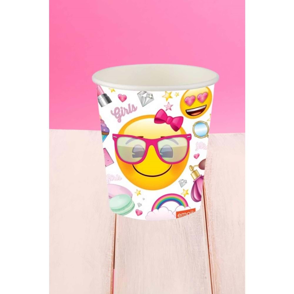 KARTON BARDAK - SÜSLÜ EMOJİ - 8 OZ - 8Lİ