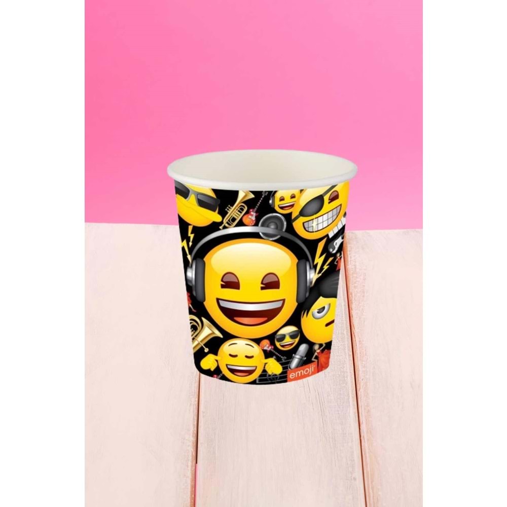 KARTON BARDAK - GENÇ EMOJİ - 8 OZ - 8Lİ