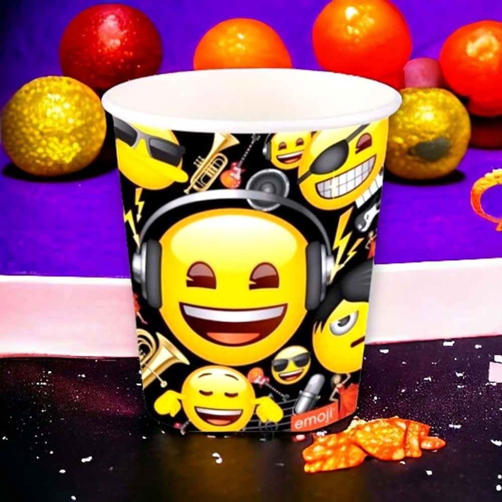 KARTON BARDAK - GENÇ EMOJİ - 8 OZ - 8Lİ