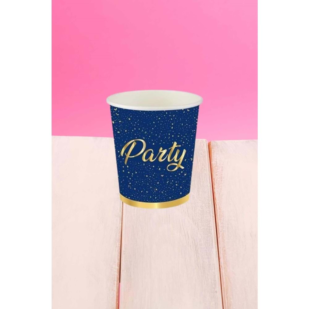 KARTON BARDAK - PARTİ ZAMANI LACİVERT - 8 OZ - 8Lİ