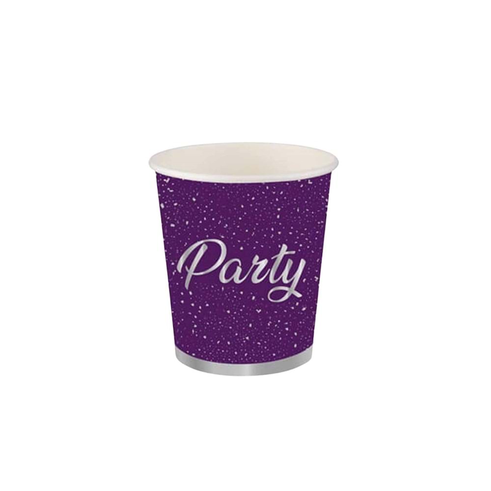 KARTON BARDAK - PARTİ ZAMANI MOR - 8 OZ - 8Lİ