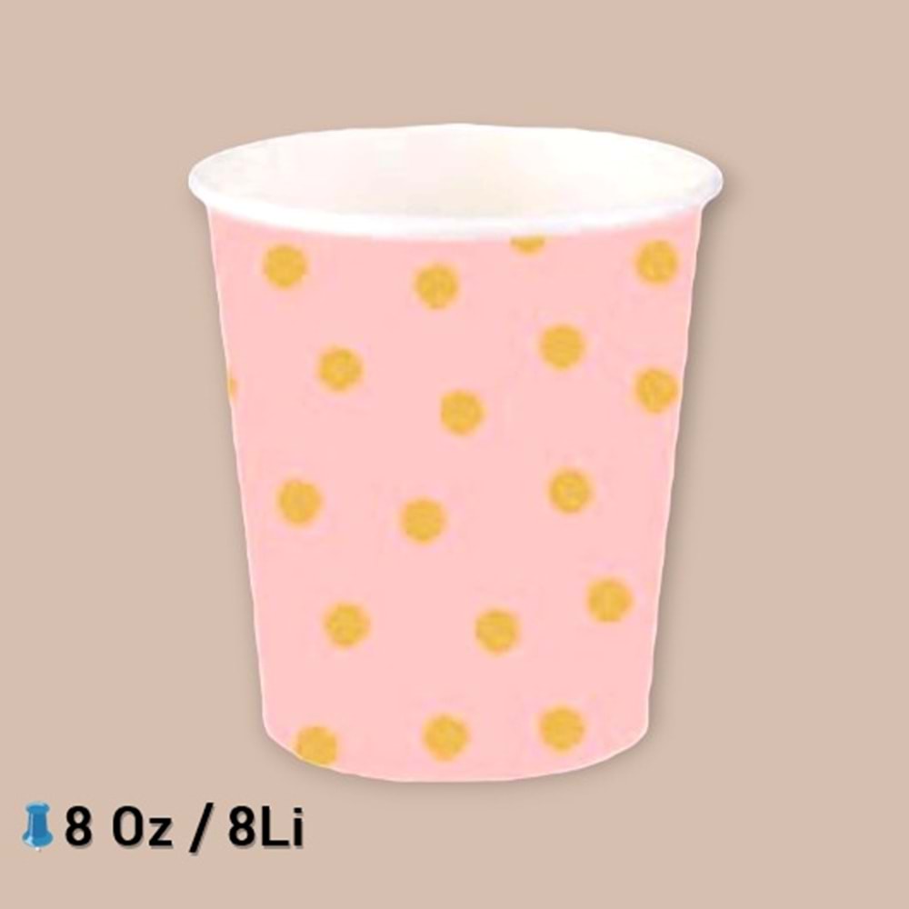 KARTON BARDAK - PASTEL DÜŞLER SOMON - 8 OZ - 8Lİ