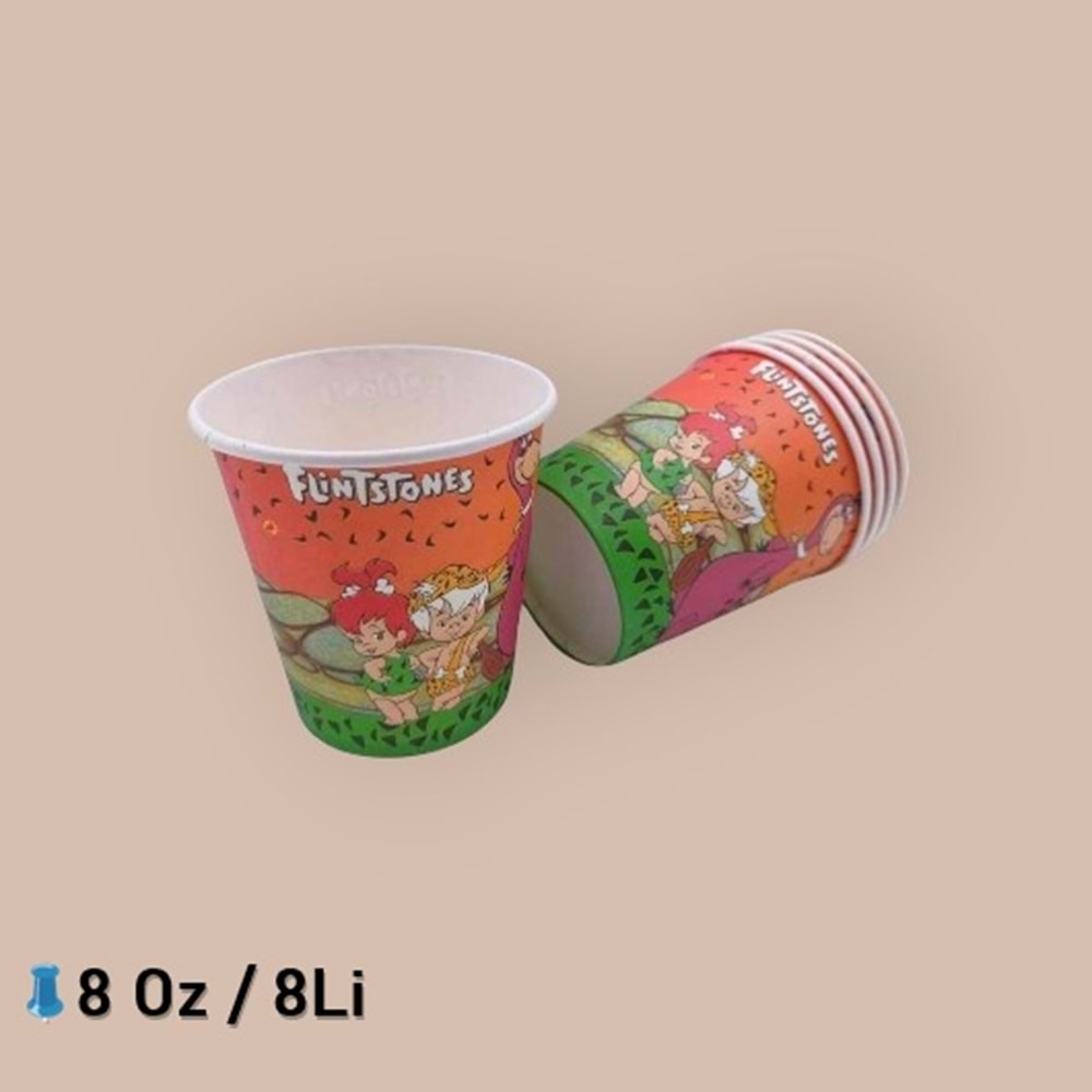 KARTON BARDAK - TAŞ DEVRİ - 8 OZ - 8Lİ