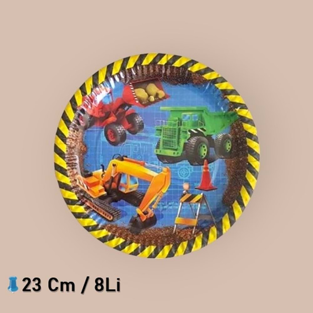 KARTON TABAK 8Lİ - İNŞAAT ARABALARI - 23 CM