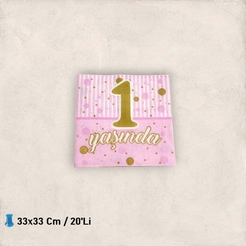 KAĞIT PEÇETE 33x33 CM - 1 YAŞ KIZ - 20 Lİ