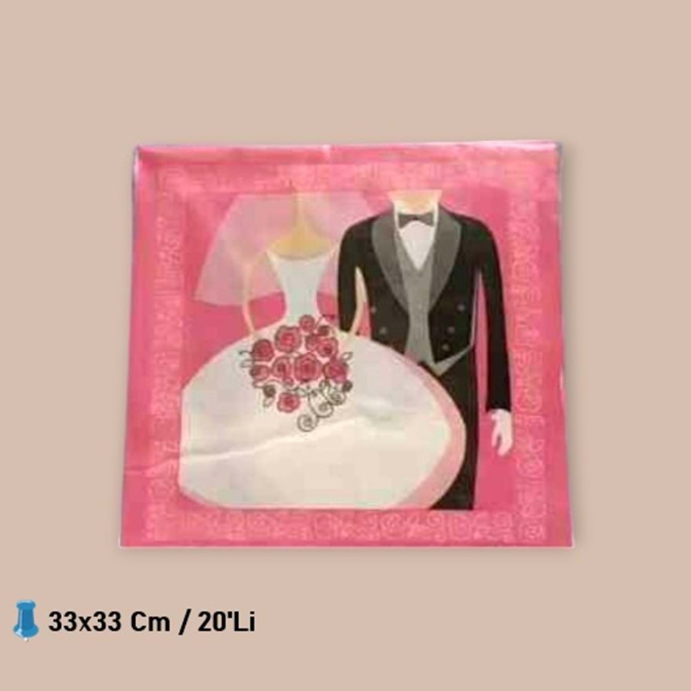 KAĞIT PEÇETE 33x33 CM - GELİN DAMAT - 20 Lİ