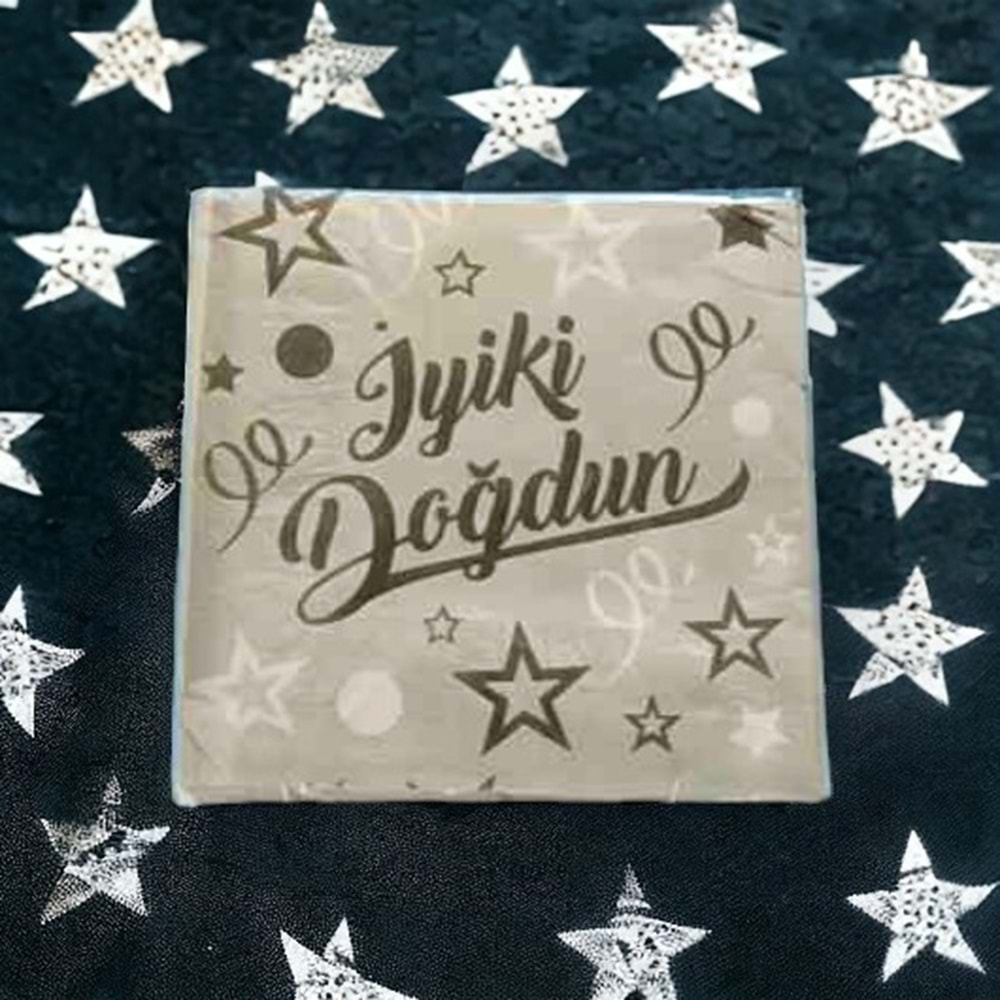 KAĞIT PEÇETE 33x33 CM - İYİ Kİ DOĞDUN GÜMÜŞ - 20 Lİ