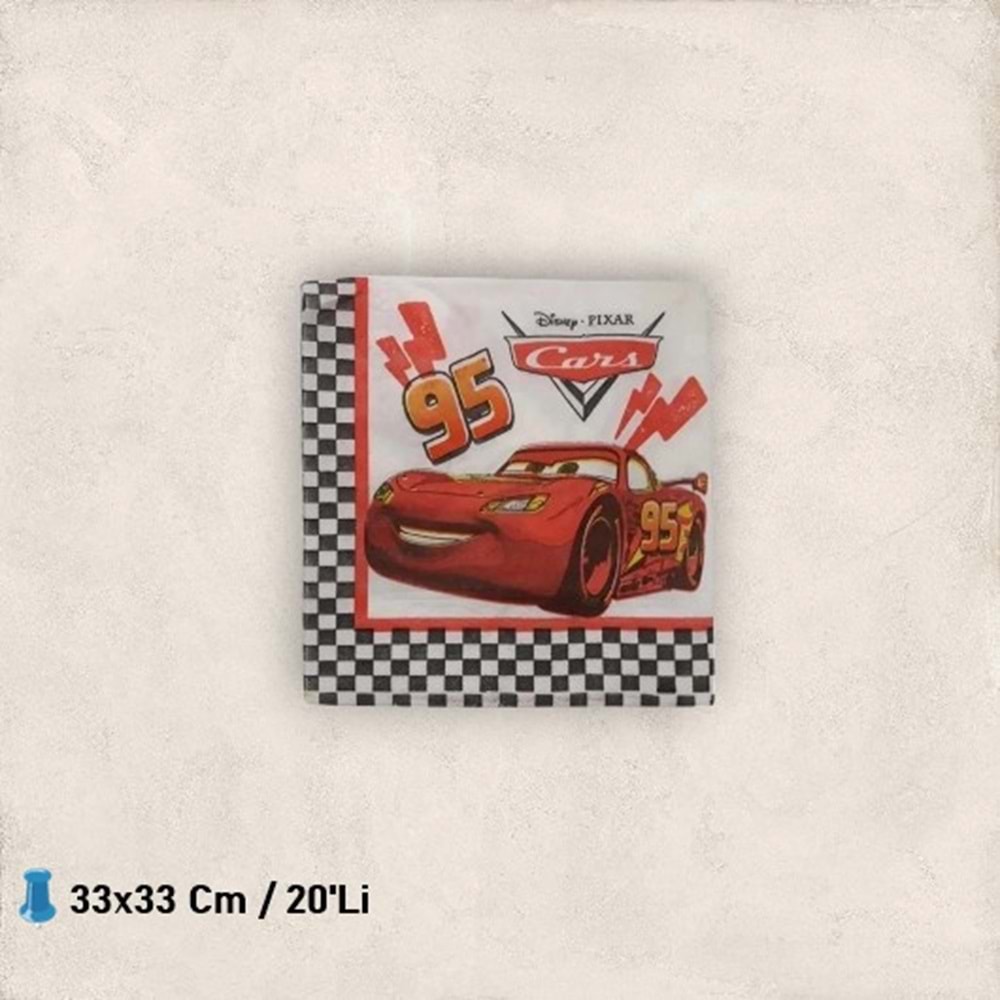 KAĞIT PEÇETE 33x33 CM - CARS - 20 Lİ