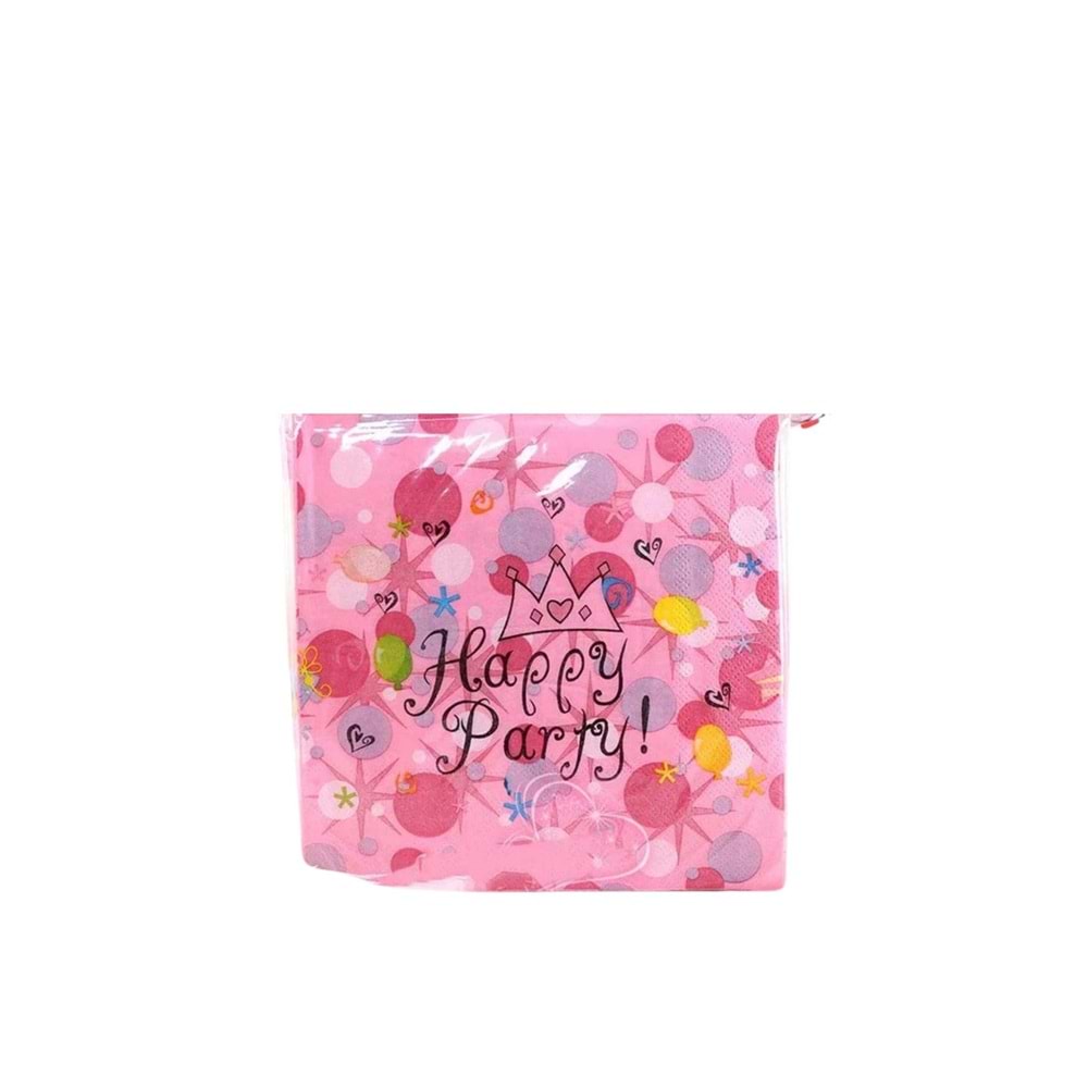 KAĞIT PEÇETE 33x33 CM - PEMBE HAPPY PARTY - 20 Lİ