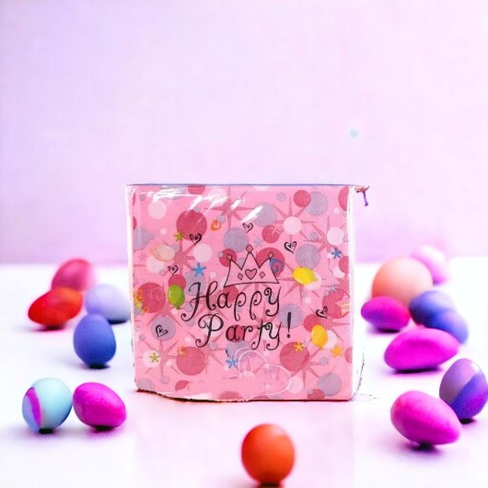 KAĞIT PEÇETE 33x33 CM - PEMBE HAPPY PARTY - 20 Lİ