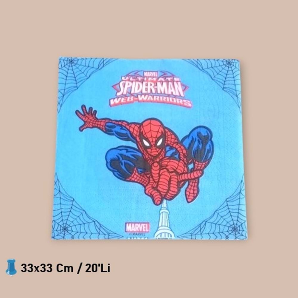 KAĞIT PEÇETE 33x33 CM - SPİDERMAN - 20 Lİ