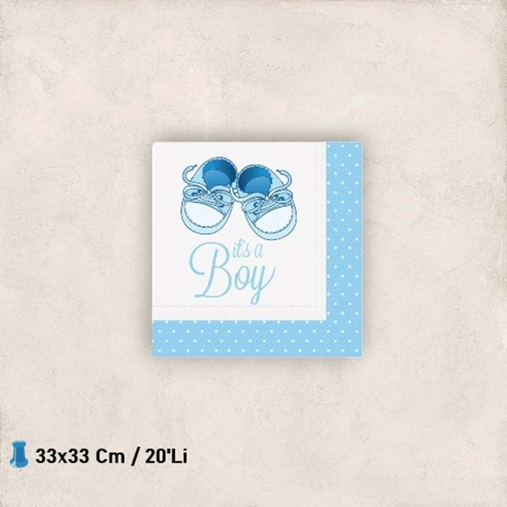 KAĞIT PEÇETE 33X33 CM - 20 Lİ - MAVİ PATİK