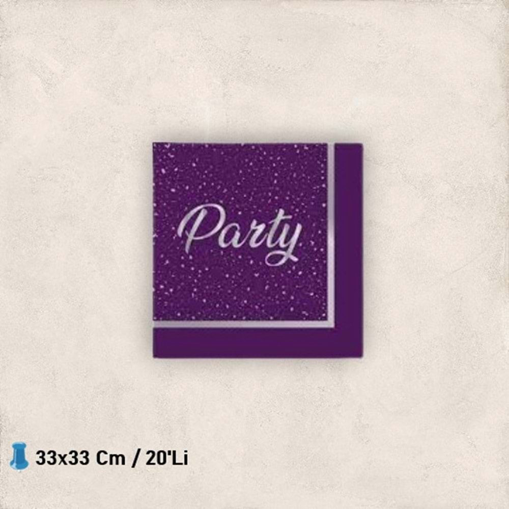KAĞIT PEÇETE 33X33 CM - 20 Lİ - PARTİ ZAMANI MOR