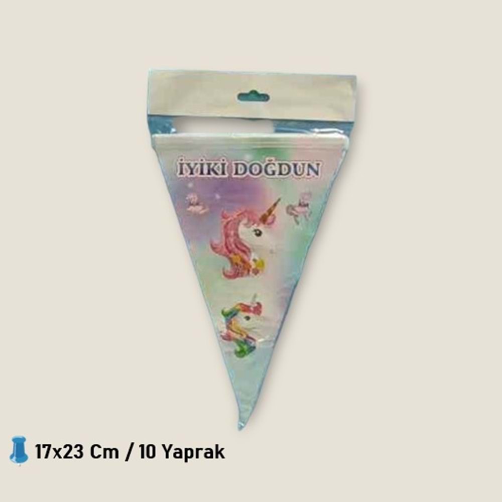 ÜÇGEN FLAMA 10 YAPRAK - UNİCORN - 17X23 CM