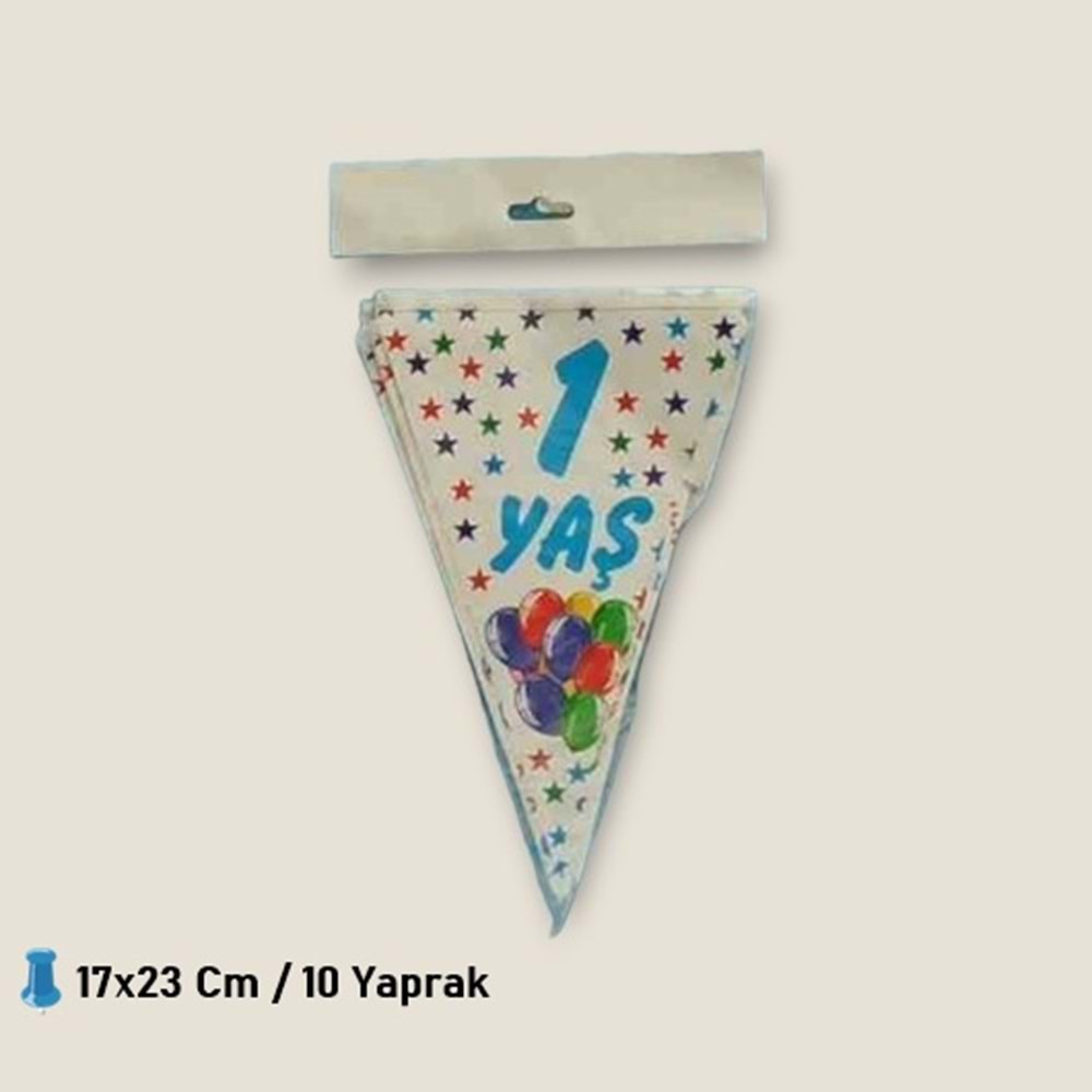 ÜÇGEN FLAMA 10 YAPRAK - 1 YAŞ ERKEK - 17X23 CM