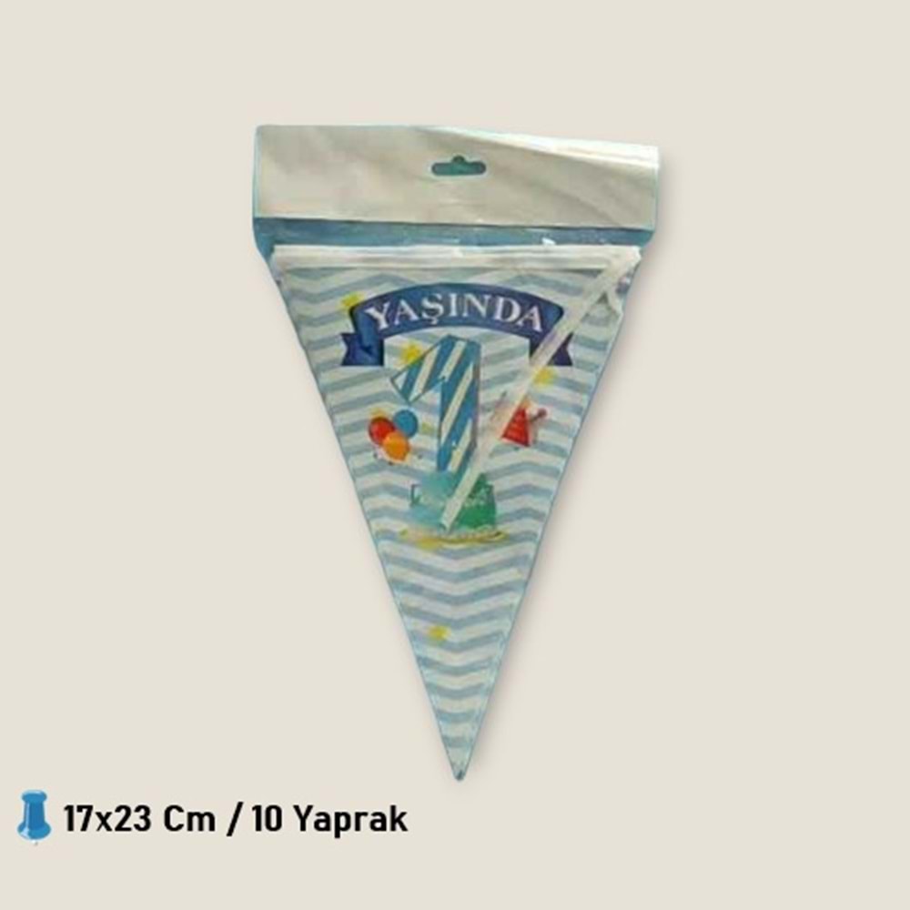 ÜÇGEN FLAMA 10 YAPRAK - 1 YAŞ ERKEK ÇİZGİLİ - 17X23 CM