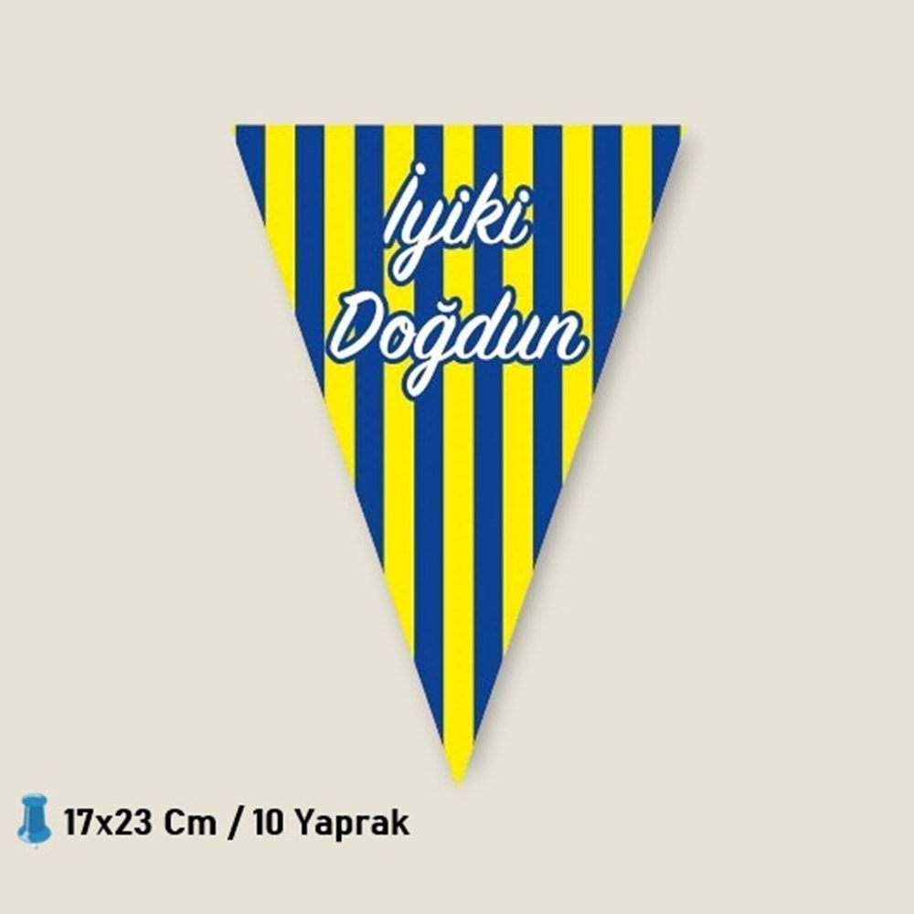 ÜÇGEN FLAMA 10 YAPRAK - SARI LACİVERT - 17X23 CM