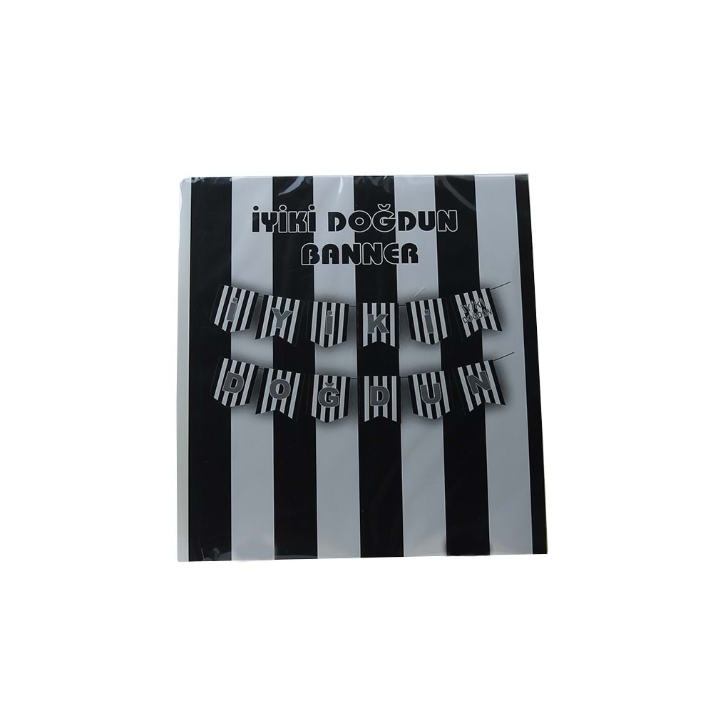 İYİ Kİ DOĞDUN BANNER - SİYAH BEYAZ - 15X17 CM