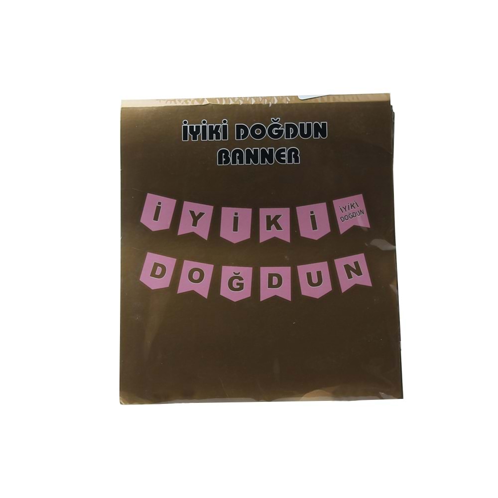 İYİ Kİ DOĞDUN BANNER - PEMBE - 15X17 CM