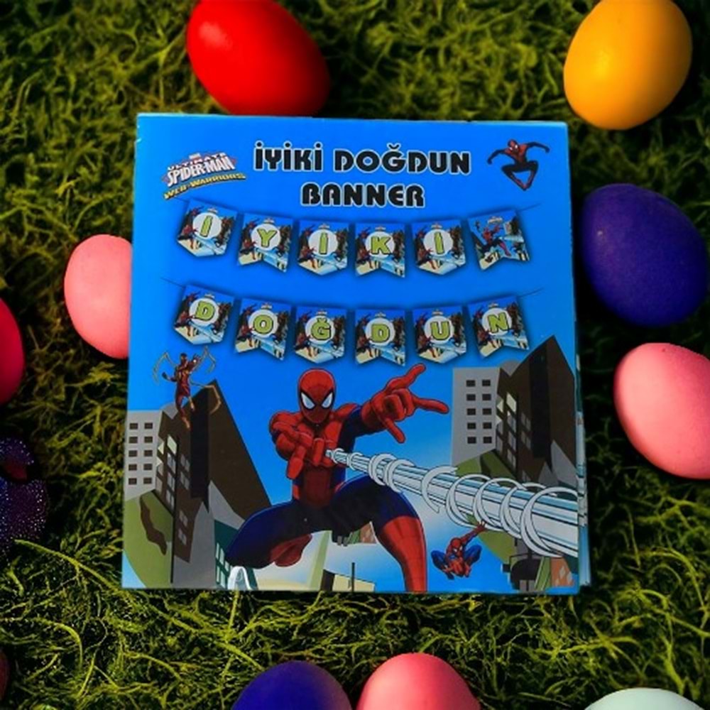 İYİ Kİ DOĞDUN BANNER - SPİDERMAN - 15X17 CM
