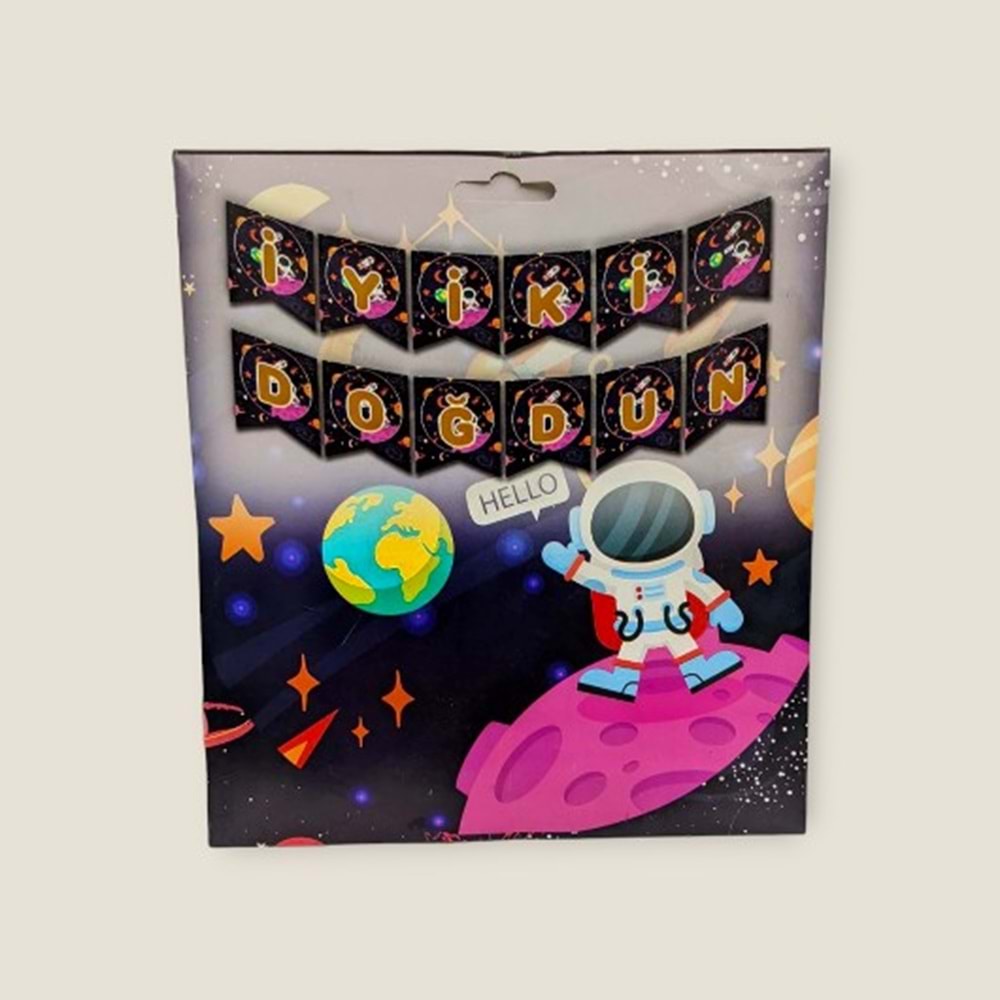 İYİ Kİ DOĞDUN BANNER - UZAY TEMA - 15X17 CM