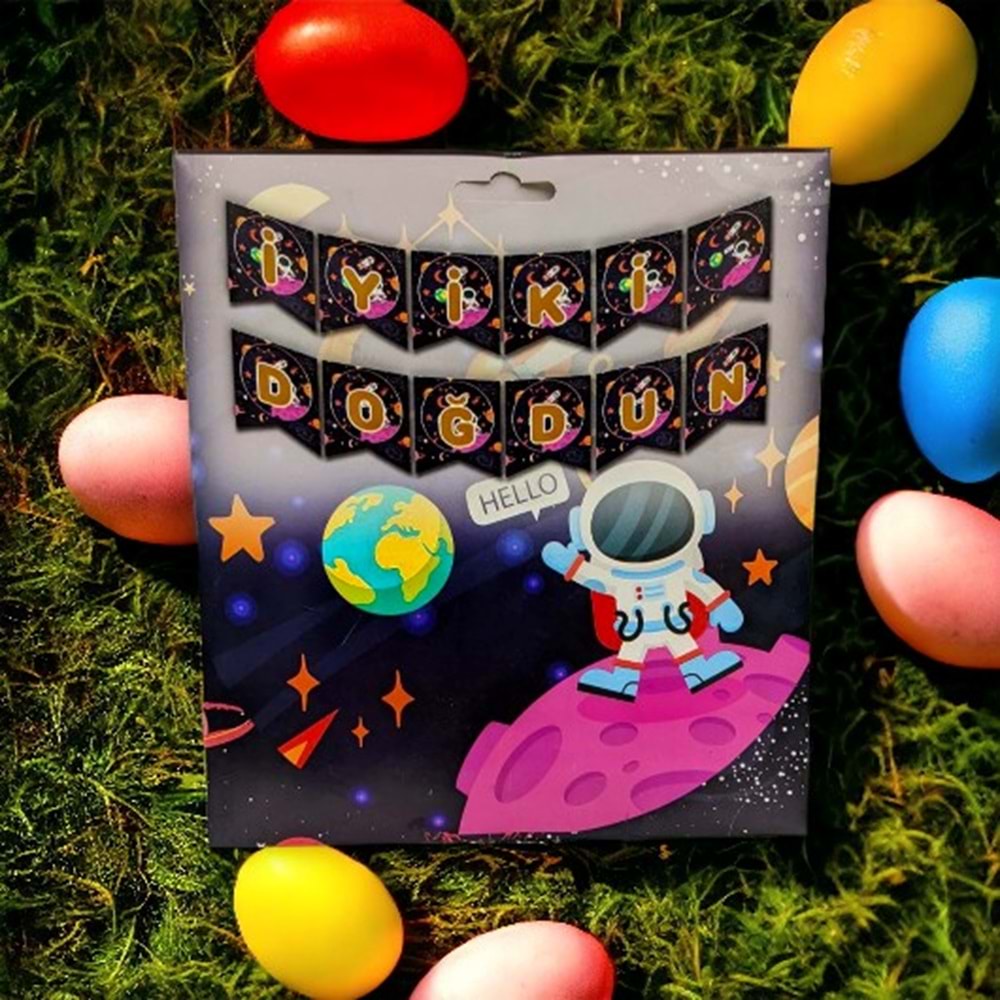 İYİ Kİ DOĞDUN BANNER - UZAY TEMA - 15X17 CM