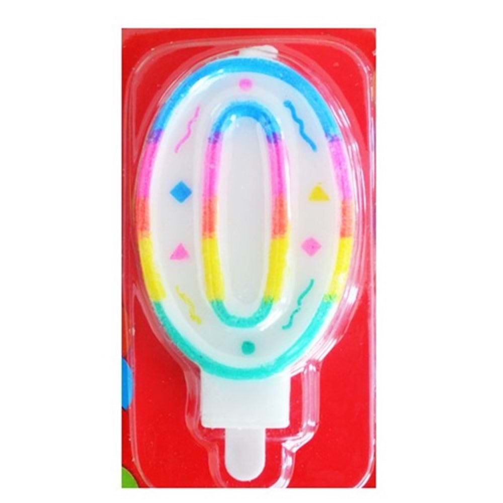 RAKAM MUM - RENKLİ - 0 RAKAM - 3X7 CM