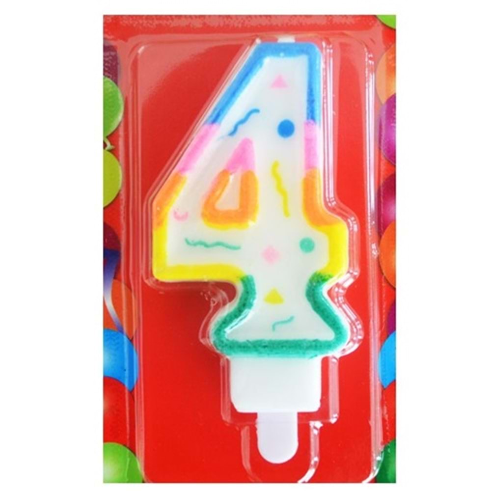 RAKAM MUM - RENKLİ - 4 RAKAM - 3X7 CM