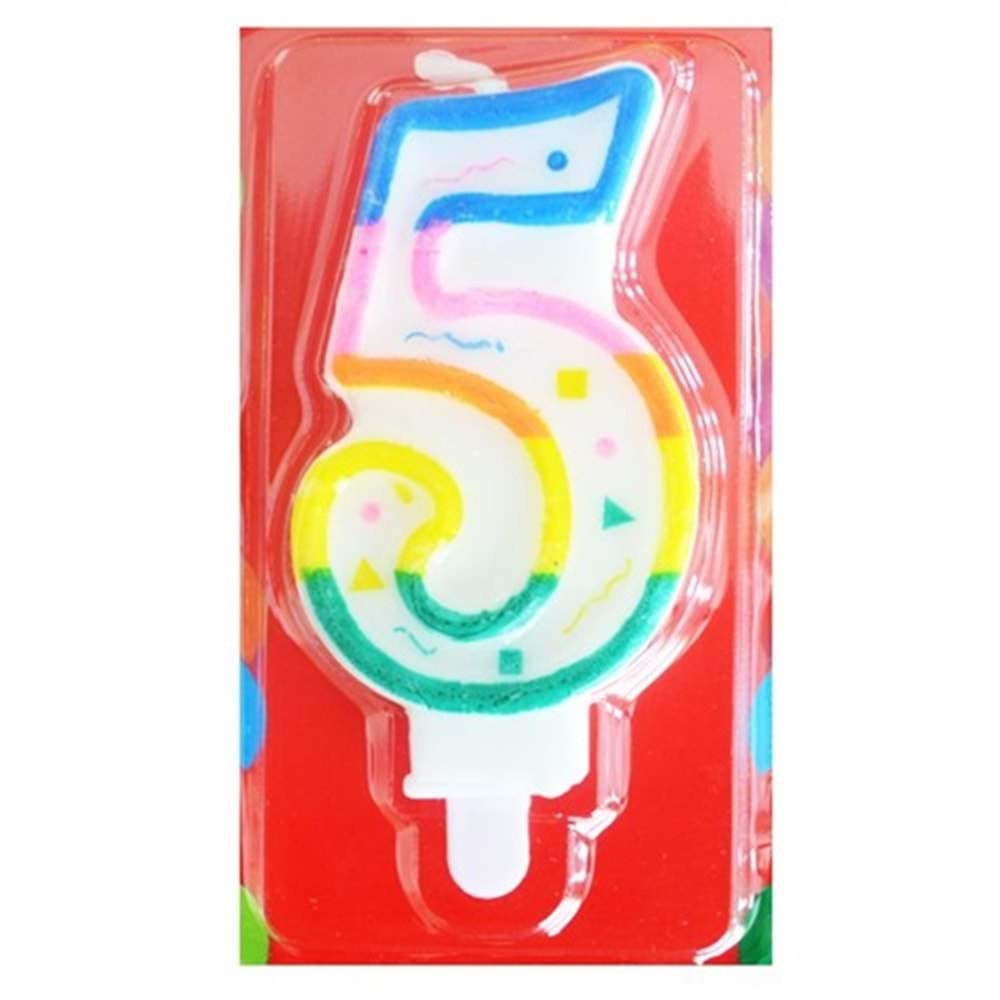 RAKAM MUM - RENKLİ - 5 RAKAM - 3X7 CM