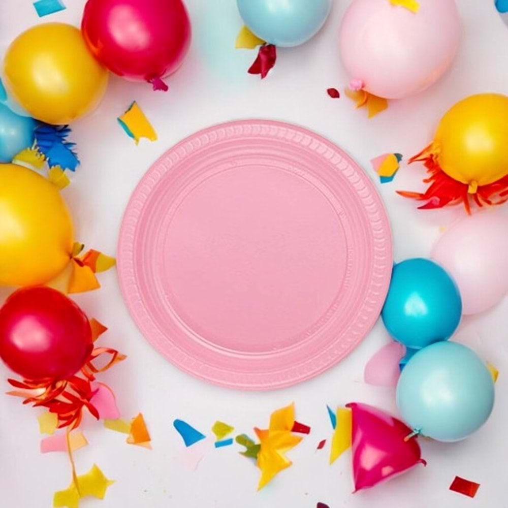 PLASTİK TABAK - 25 Lİ PEMBE - 22 CM