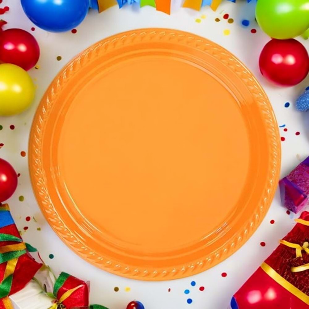 PLASTİK TABAK - 25Lİ - TURUNCU - 22 CM