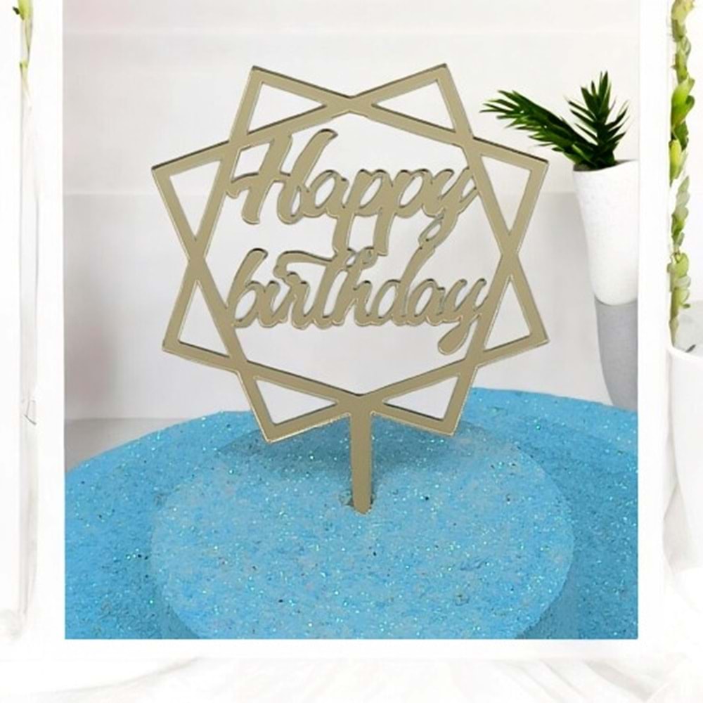 PLEKSİ YAZI - GOLD - HAPPY BİRTHDAY - 103