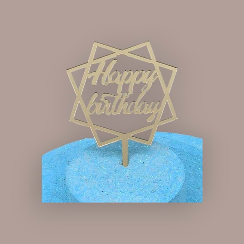 PLEKSİ YAZI - GOLD - HAPPY BİRTHDAY - 103