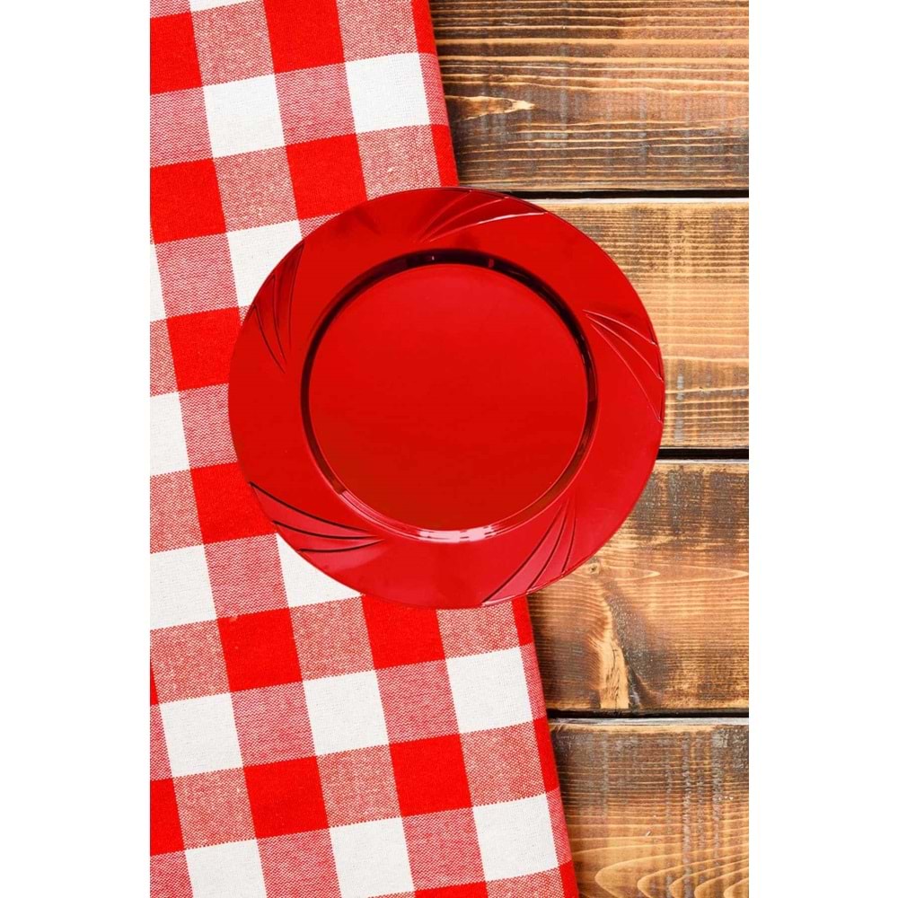 LÜKS PARTİ TABAĞI - KIRMIZI - 6LI - 22,5 CM
