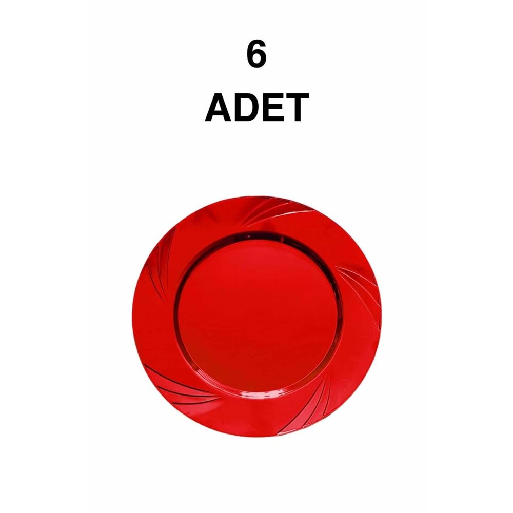 LÜKS PARTİ TABAĞI - KIRMIZI - 6LI - 22,5 CM