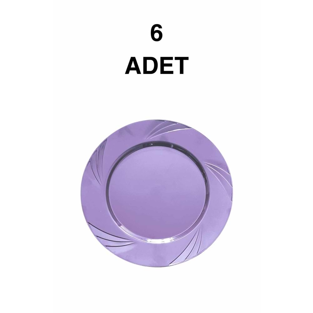 LÜKS PARTİ TABAĞI - LİLA - 6LI - 22,5 CM