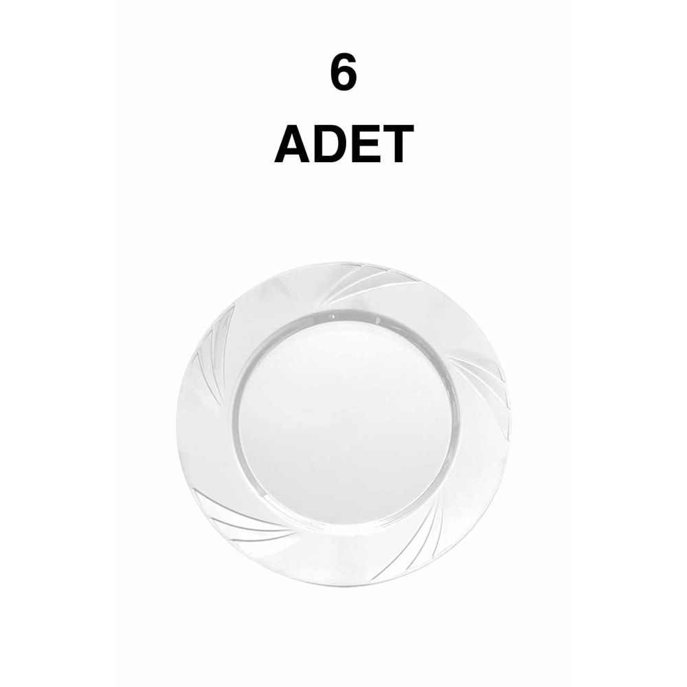 LÜKS PARTİ TABAĞI - BEYAZ - 6LI - 22,5 CM