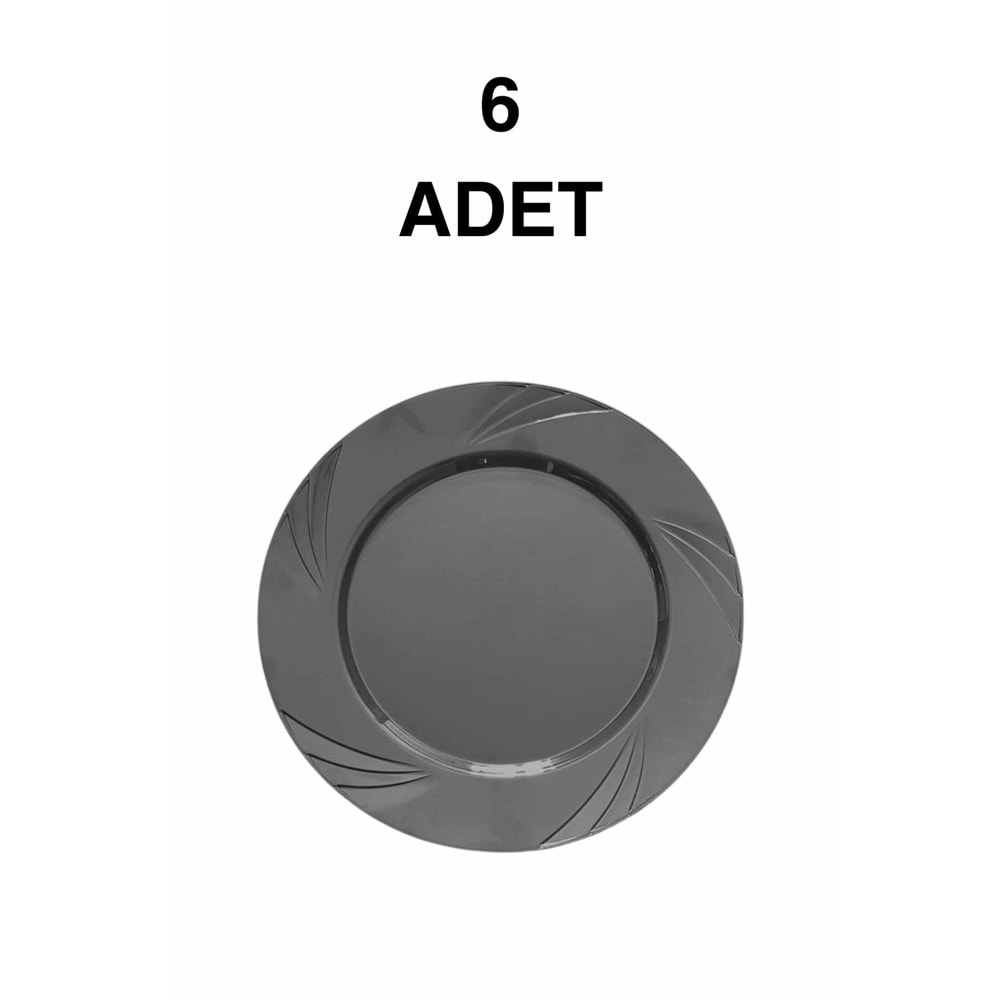 LÜKS PARTİ TABAĞI - GÜMÜŞ - 6LI - 22,5 CM